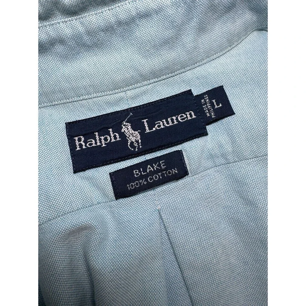 Ralph Lauren Shirt Mens L Blue Plaid Blake Short Sleeve Button Down